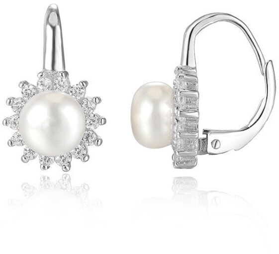 Silver earrings with real pearls AGUC1168