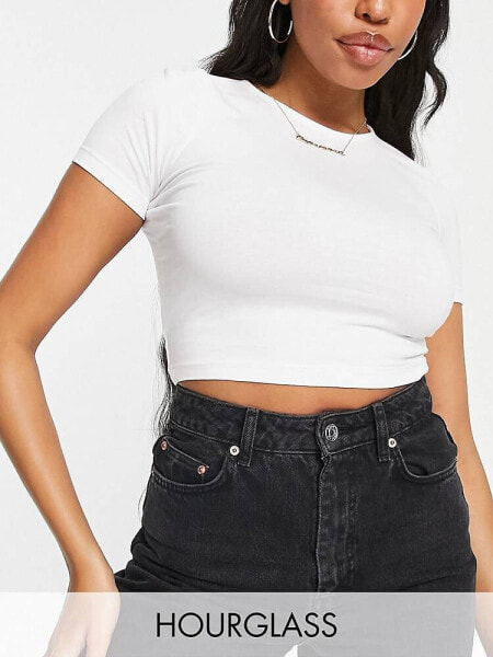 ASOS DESIGN Hourglass fitted crop t-shirt in white