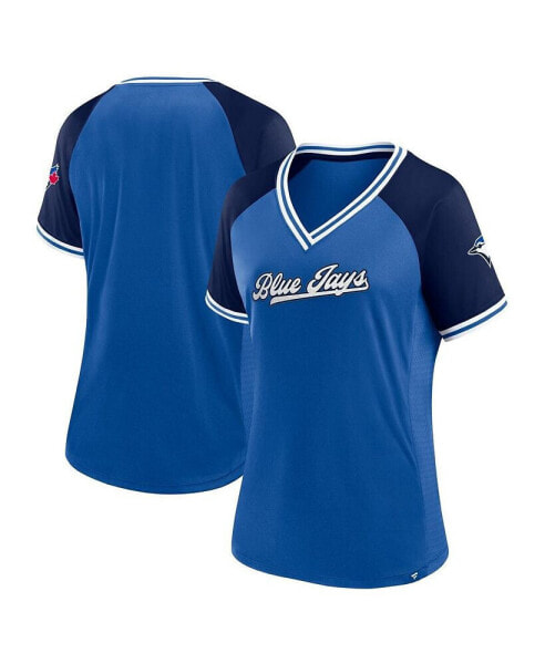 Women's Royal Toronto Blue Jays Glitz & Glam League Diva Raglan V-Neck T-shirt