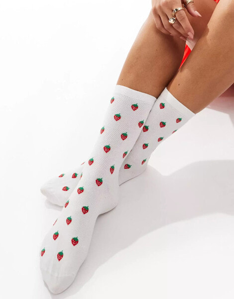 & Other Stories strawberry socks in white