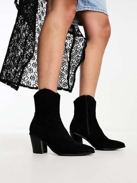 ASOS DESIGN Rational heeled western boots in black