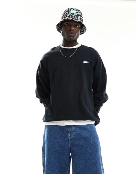 Nike Club french terry oversized sweatshirt in black