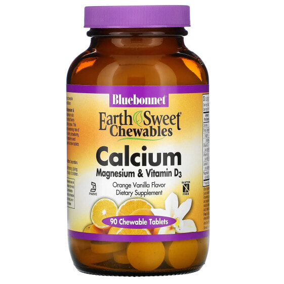 Жевательные таблетки Bluebonnet Nutrition Calcium, Magnesium & Vitamin D3, апельсиново-ванильные, 90 шт.