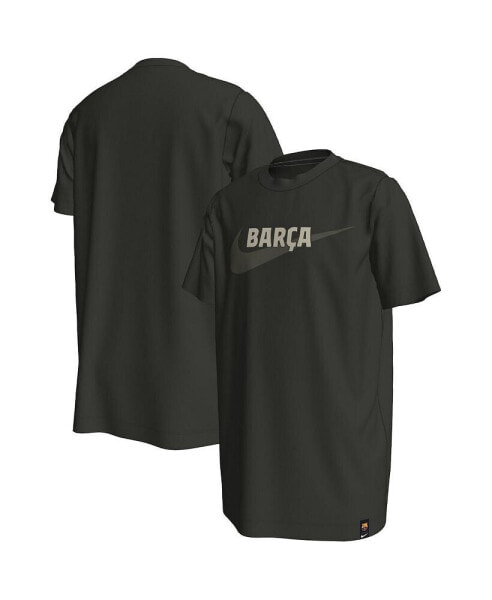 Big Boys and Girls Olive Barcelona Swoosh T-shirt