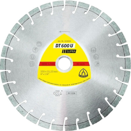 Алмазный сегментный диск KLINGSPOR SUPRA DT600U 150 мм x 2,4 мм x 22,2 мм для армированного бетона