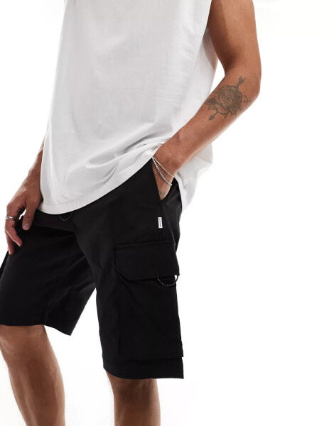 Jack & Jones technical cargo short in black