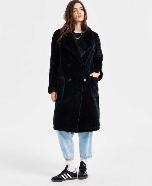 Juniors' Faux-Fur Double-Breasted Coat, Created for Macy's