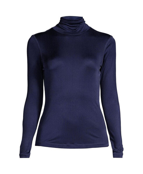 Petite Silk Interlock Turtleneck Long Underwear Top