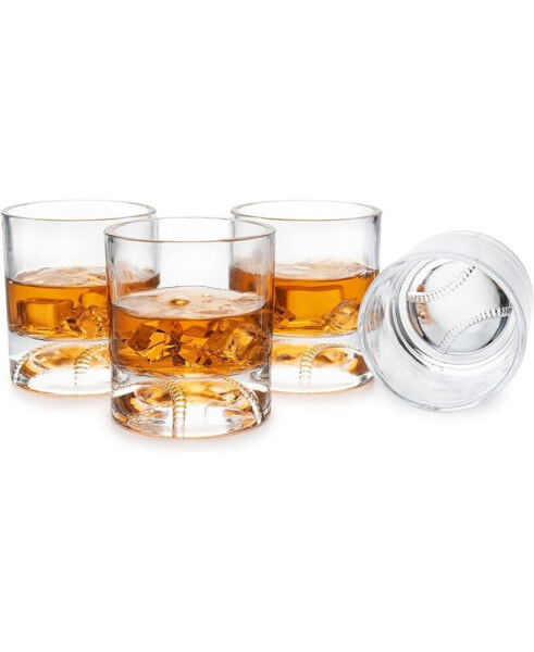 Baseball Whiskey Glasses, Set of 4