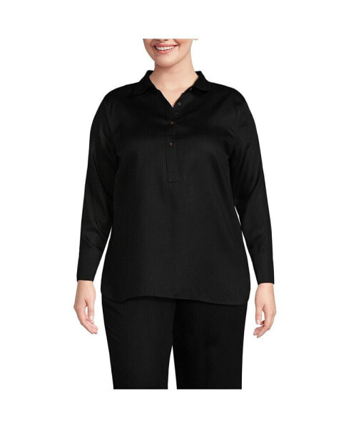 Plus Size Twill TENCEL Fiber Popover Shirt