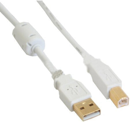 InLine USB 2.0 Cable Type A male / B male - gold plated - w/ferrite - white - 1m