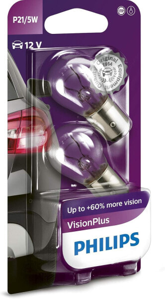 Philips VisionPlus P21W 730526 12498VPB2 Signal Lamp 12498VPB2, Pack of 2, Pack of 4