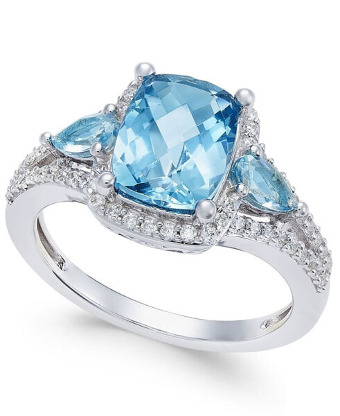 Кольцо Macy's London Blue Topaz & White Topaz Sterling Silver