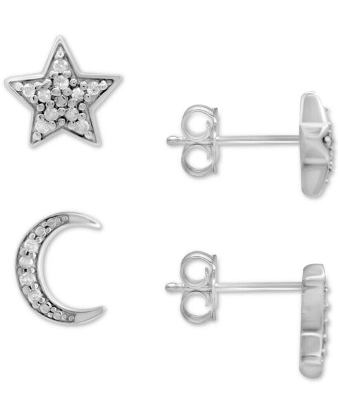 Серьги Macy's Diamond Moon & Star