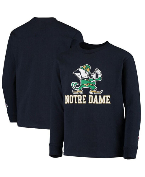 Big Boys Navy Notre Dame Fighting Irish Lockup Long Sleeve T-shirt