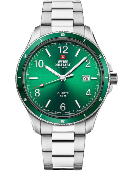 Часы наручные Swiss Military by Chrono SM34096.05 42мм Green Silver Мужские