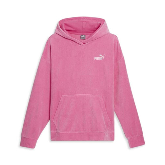 Puma Essential Elevated Velour Pullover Hoodie Womens Pink Casual Outerwear 6759