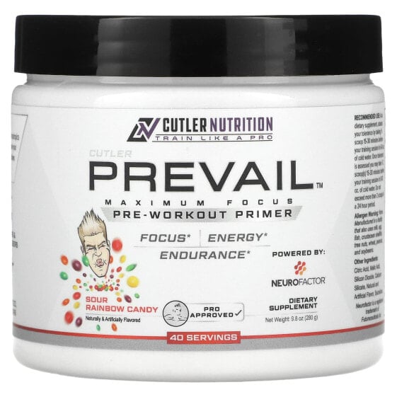 Cutler Nutrition, Prevail Pre-Workout Primer, Sour Rainbow Candy, 280 г (9,8 унции)