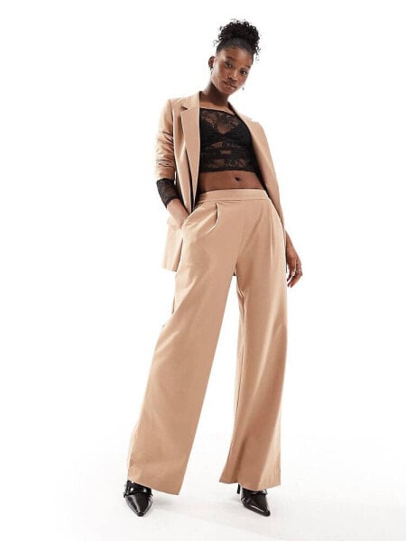 AllSaints Aleida wide suit trousers in brown