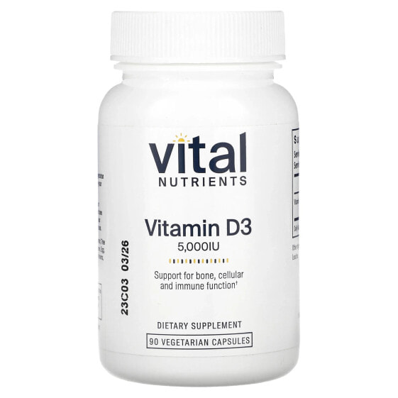 Vitamin D3, 5,000 IU, 90 Vegetarian Capsules