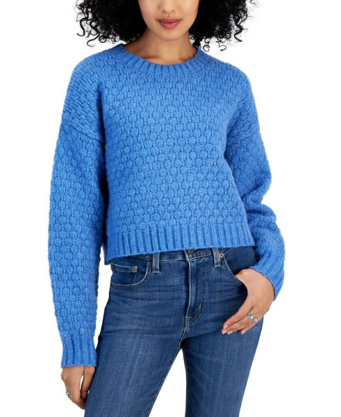Juniors' Bubble-Knit Crewneck Sweater