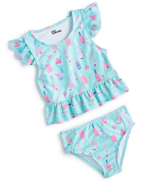 Toddler & Little Girls Ice Cream-Print Tankini Swimsuit, 2 Piece Set, Created for Macy's