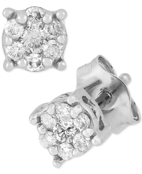 Diamond Cluster Stud Earrings (1/10 ct. t.w.) in 10k White Gold