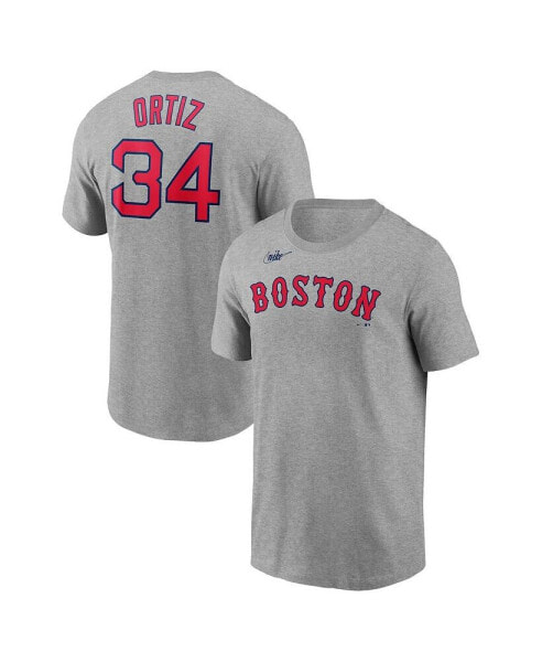 Men's David Ortiz Heather Gray Boston Red Sox Name and Number T-shirt