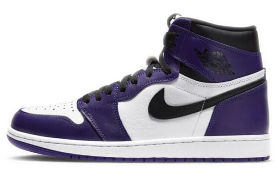 Jordan Air Jordan 1 court purple 耐磨减震 高帮 复古篮球鞋 男女同款 白紫脚趾