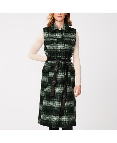 Women's Long Plaid Wool Vest