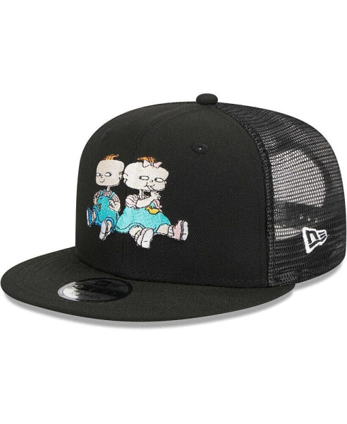 Men's and Women's Black Rugrats Phil & Lil Trucker 9FIFTY Snapback Hat