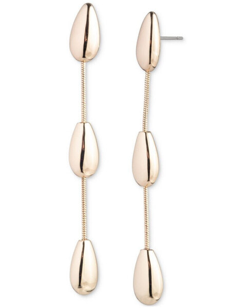 Gold-Tone Pear-Shape Linear Drop Earrings