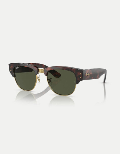 Ray-Ban Clubmaster mega sunglasses with green lens in tortoise on gold