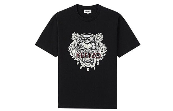 KENZO 虎头刺绣图案宽松短袖T恤 男款 黑色 / Футболка KENZO FA65TS0654YV-99 T