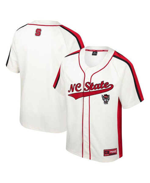 Men's Cream Distressed NC State Wolfpack Ruth Button-Up Baseball Jersey