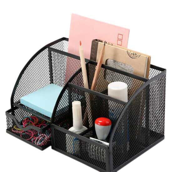 Q-CONNECT Curved metal tabletop organizer kf17295grid with 5 departments 220x140x130 mm