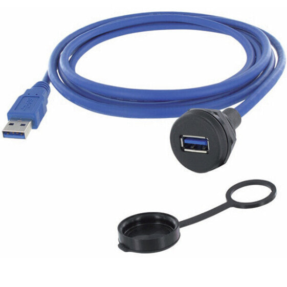 Кабель USB Encitech M22 с панельным разъемом и USB-A 3.0 - 0.5 м - USB A - USB A - USB 3.2 Gen 1 (3.1 Gen 1) - черный - синий