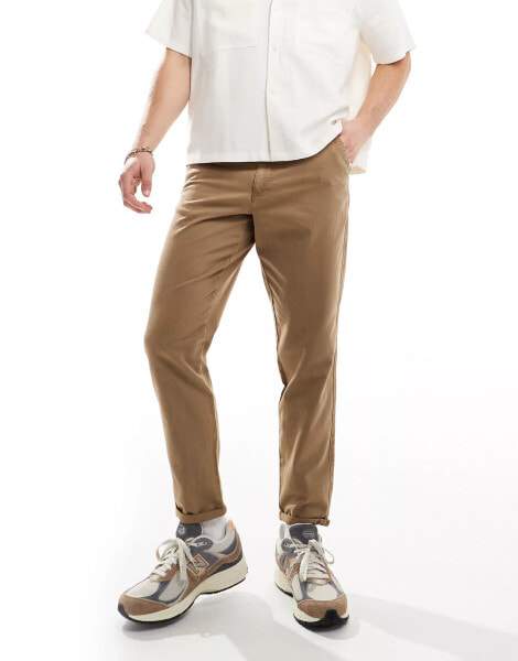 ASOS DESIGN classic rigid washed chino in brown