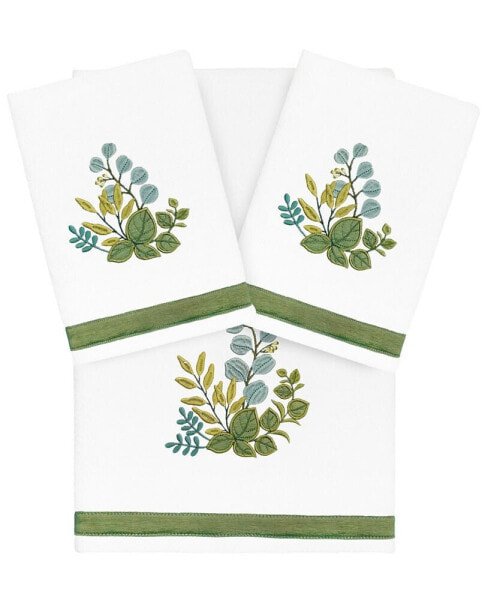 Textiles Turkish Cotton Botanica Embellished Fingertip Towel Set, 2 Piece