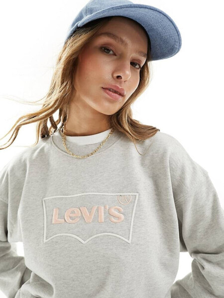 Levi's – Sweatshirt in Grau mit Fledermaus-Logo auf der Brust