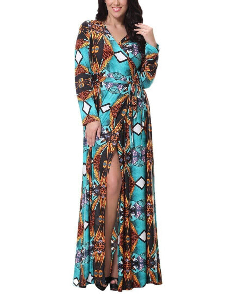 Платье женское MONICA FASHION "Turquoise & Multicolor Print" 95% полиэстер, 5% спандекс