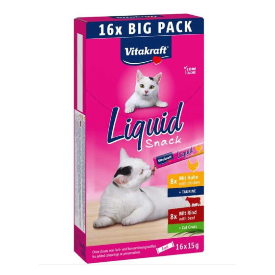 VITAKRAFT Cat Liquid-Snack with beef and chicken 16 x 15g cat treat