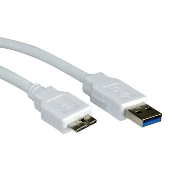 VALUE USB 3.0 Cable - A - Micro B - M/M 0.8 m - 0.8 m - USB A - Micro-USB B - USB 3.2 Gen 1 (3.1 Gen 1) - 5000 Mbit/s - White