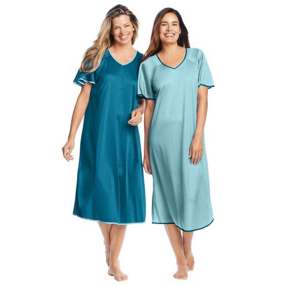 Plus Size Only Necessities 2-Pack Short Silky Gown