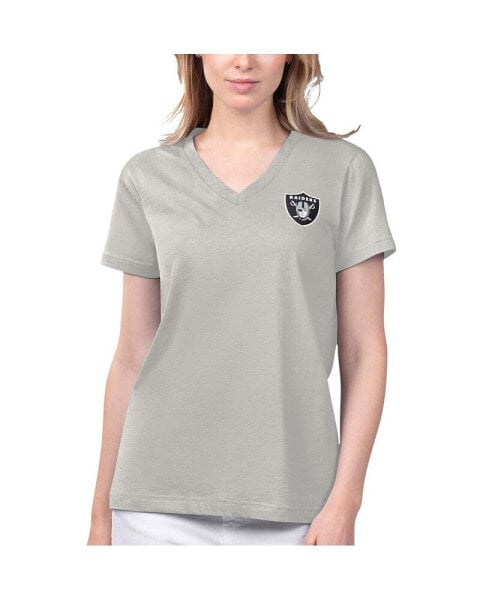 Women's Gray Las Vegas Raiders Game Time V-Neck T-shirt