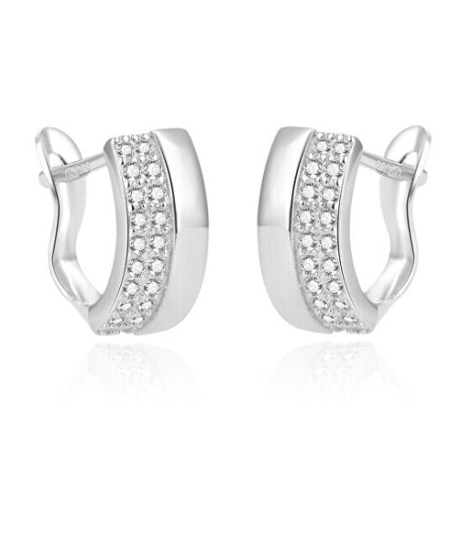 Timeless silver earrings with zircons AGUC1448