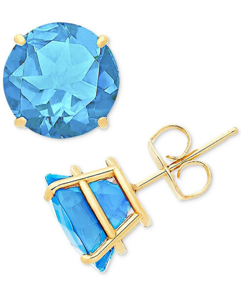 Blue Topaz Stud Earrings (6-3/4 ct. t.w.) in 14k Gold
