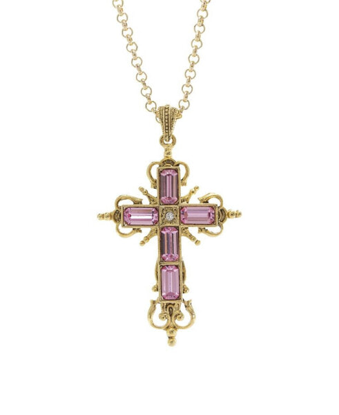 2028 symbols of Faith Glass Rectangle Cross Necklace