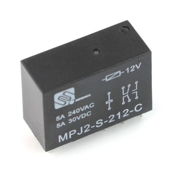 Relay MPJ2-S-212-C - 12V coil, 2x 5A / 240VAC contacts