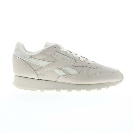 Reebok Classic Leather Womens Beige Leather Lace Up Lifestyle Sneakers Shoes